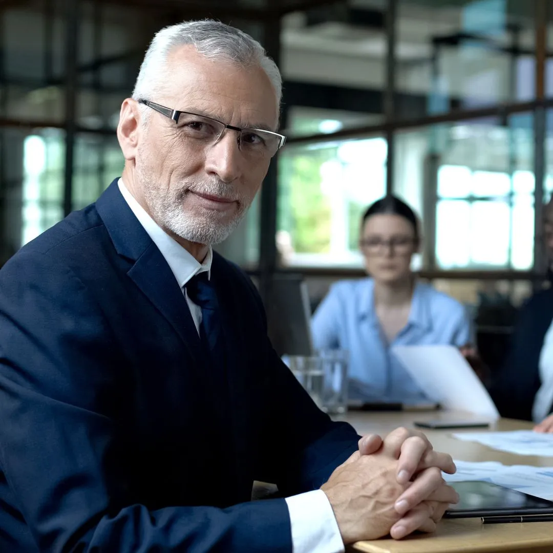 A lawyer sat at his desk